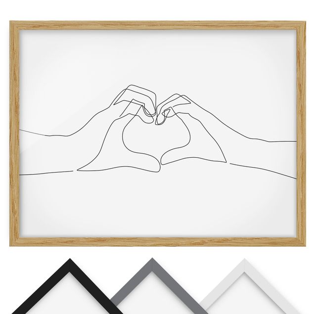 Bild mit Rahmen - Line Art - Herz Hände - Querformat - 4:3