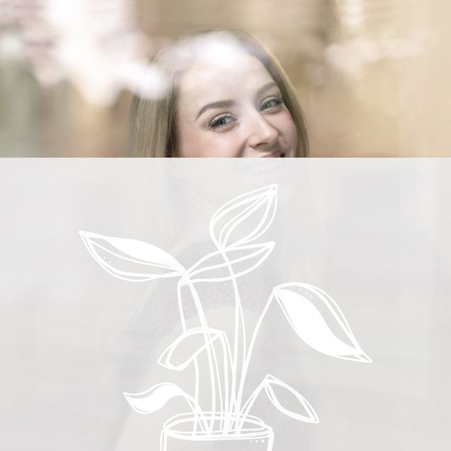 Fensterfolie Line Art - Kleine Topfpflanze