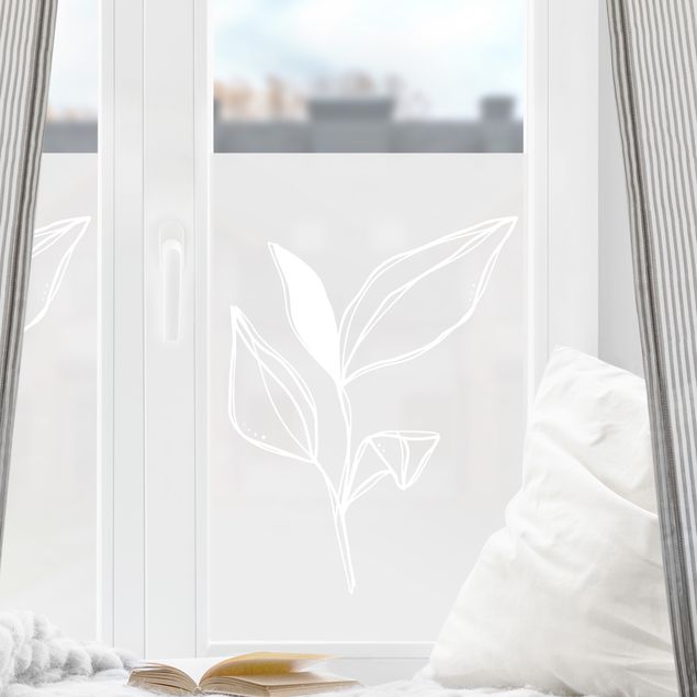 Fensterfolie Matt Line Art - Kleiner Blätterzweig