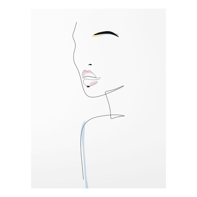 Glasbild - Line Art - Lips and Eyebrows - Hochformat