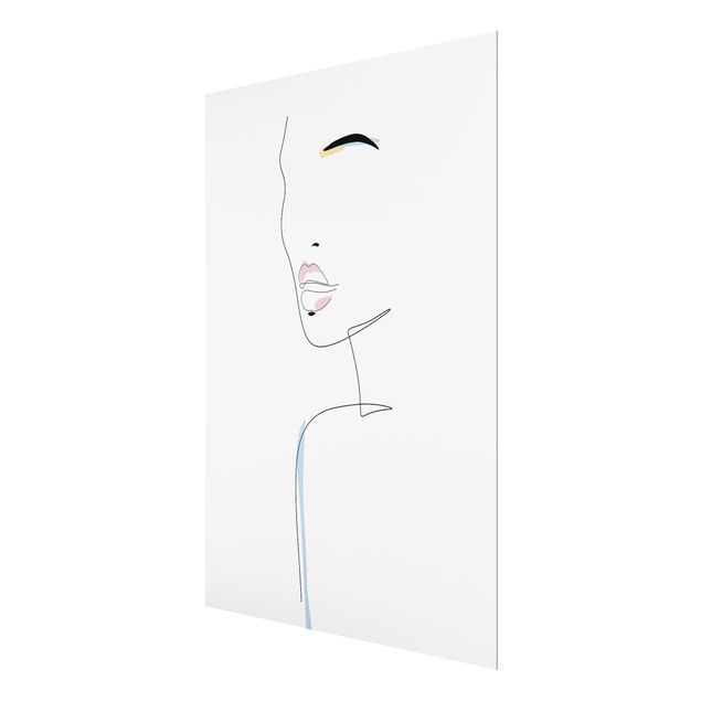 Glasbild - Line Art - Lips and Eyebrows - Hochformat