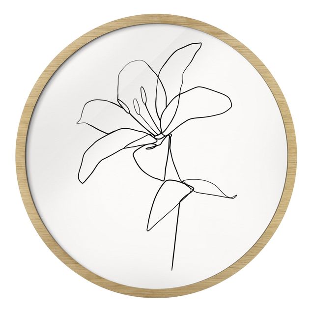 Blumen Bilder mit Rahmen Line Art Blüte Schwarz Weiß