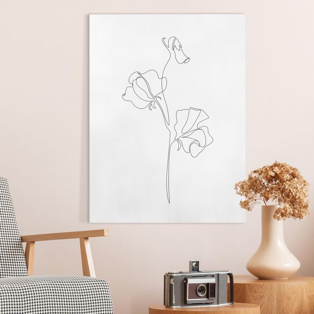 Leinwandbilder XXL Line Art Blumen - Erbsenpflanze
