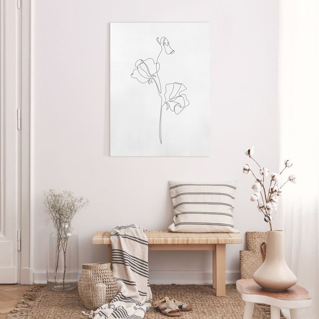 Leinwandbilder Wohnzimmer modern Line Art Blumen - Erbsenpflanze