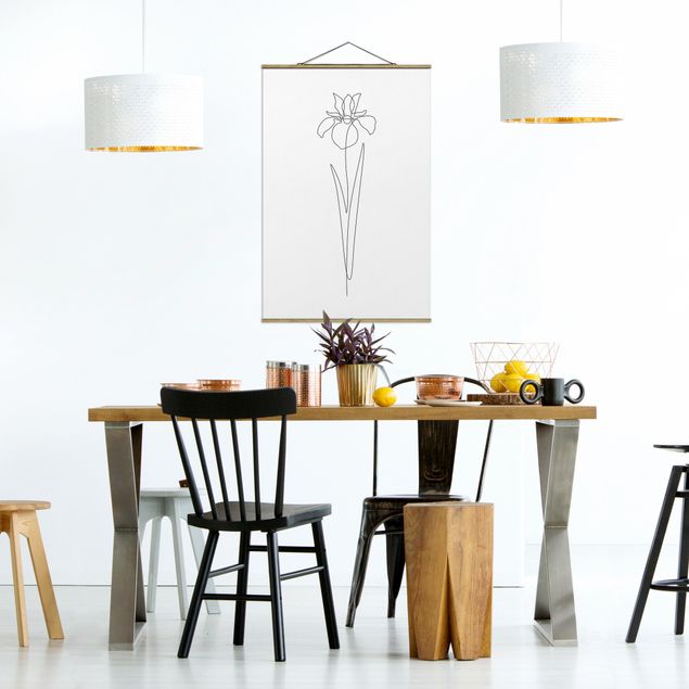 Stoffbilder mit Holzleisten Line Art Blumen - Iris