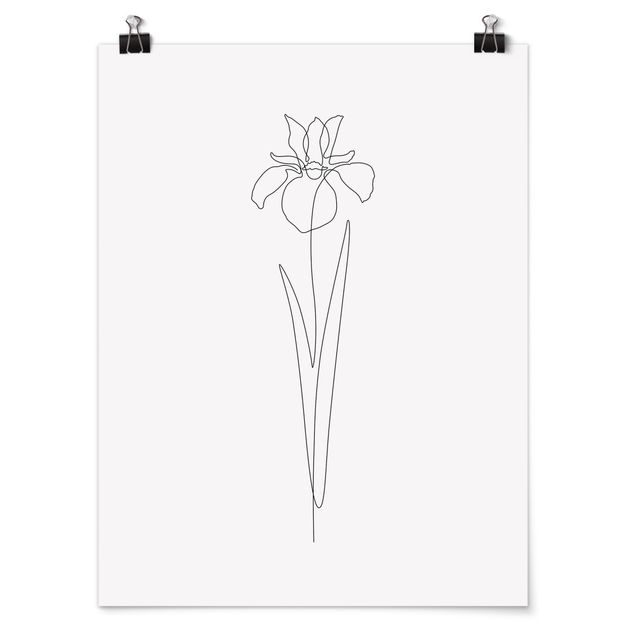 Poster Line Art Blumen - Iris