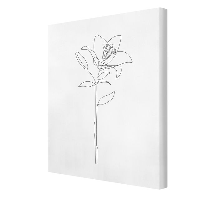 Bilder auf Leinwand Line Art Blumen - Lilie