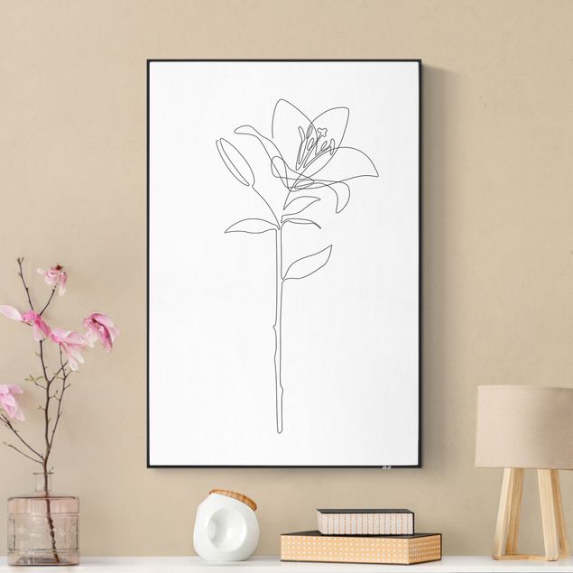 Schallschutzbilder mit Spannrahmen Line Art Blumen - Lilie