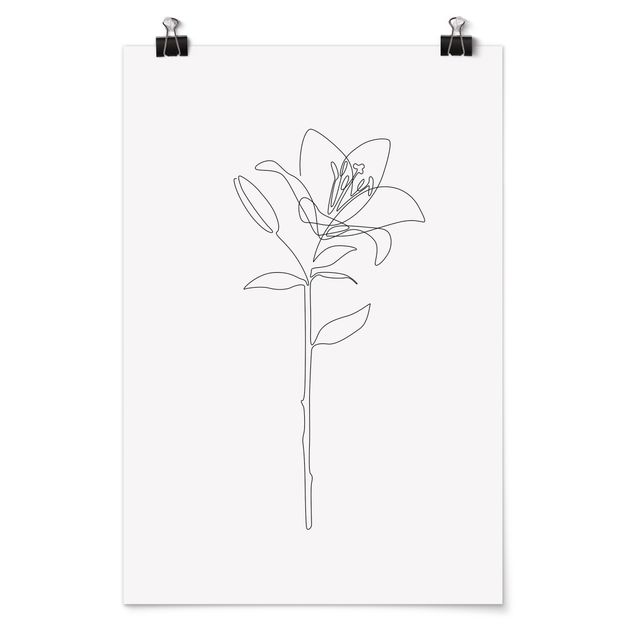 Poster Line Art Blumen - Lilie