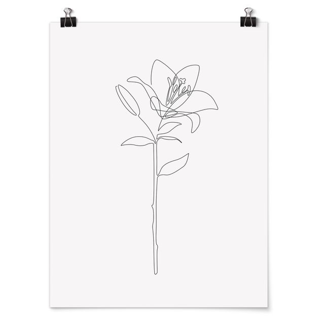 Poster kaufen Line Art Blumen - Lilie