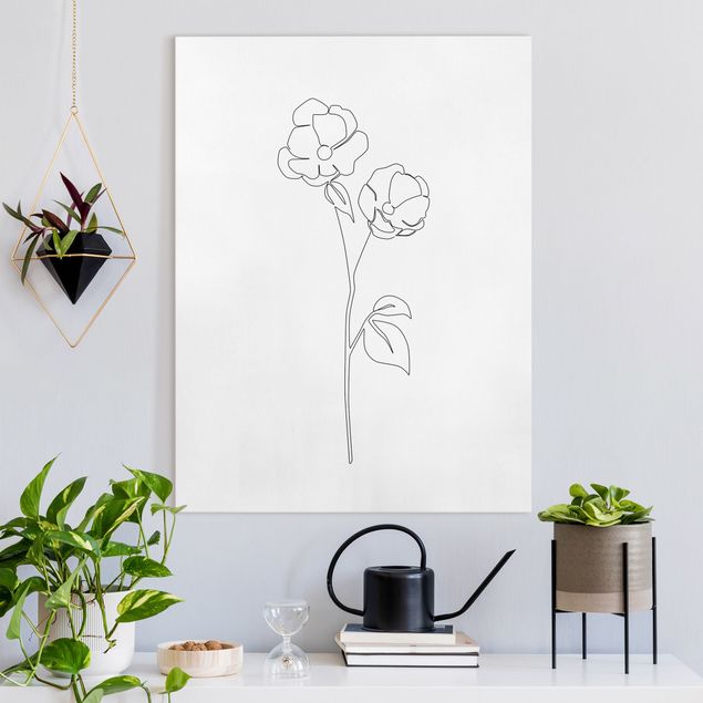 Wandbilder XXL Line Art Blumen - Mohnblüte