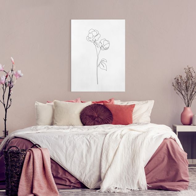Wandbilder Wohnzimmer modern Line Art Blumen - Mohnblüte