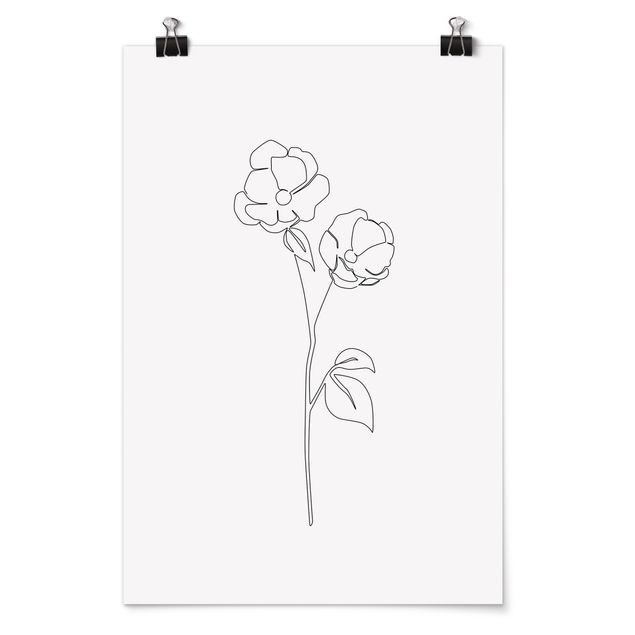 Poster bestellen Line Art Blumen - Mohnblüte
