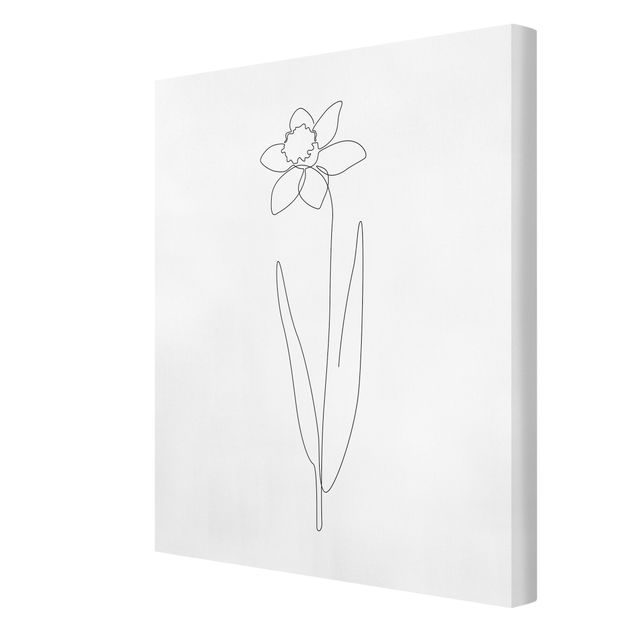 Schöne Leinwandbilder Line Art Blumen - Narzisse