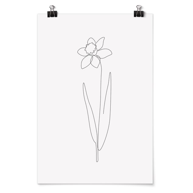 Poster kaufen Line Art Blumen - Narzisse