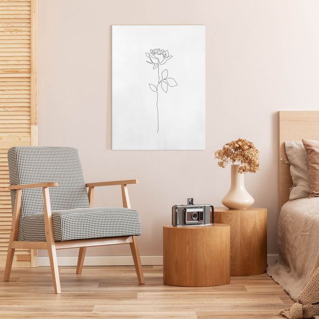 Leinwandbilder Wohnzimmer modern Line Art Blumen - Rose