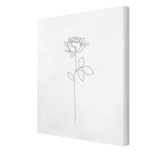 Bilder auf Leinwand Line Art Blumen - Rose