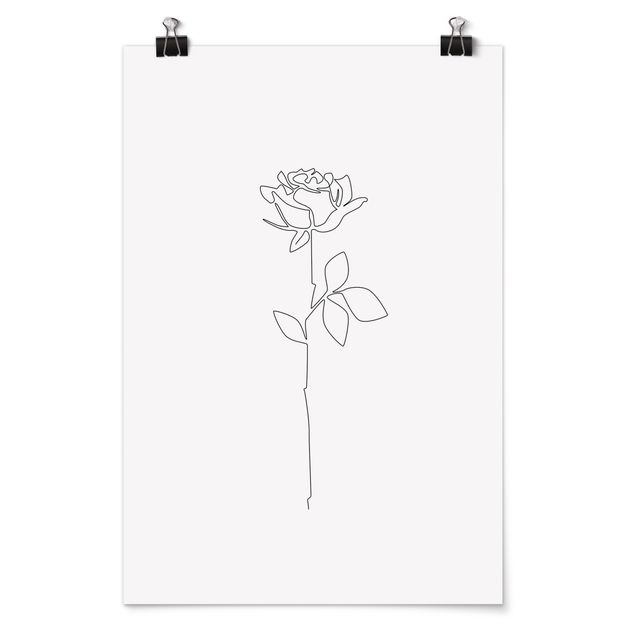 Poster kaufen Line Art Blumen - Rose