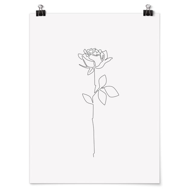 Poster bestellen Line Art Blumen - Rose