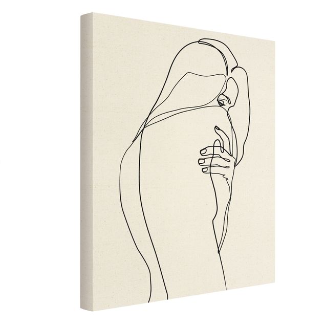 Kunstdrucke auf Leinwand Line Art Frauenakt Schulter Schwarz Weiß