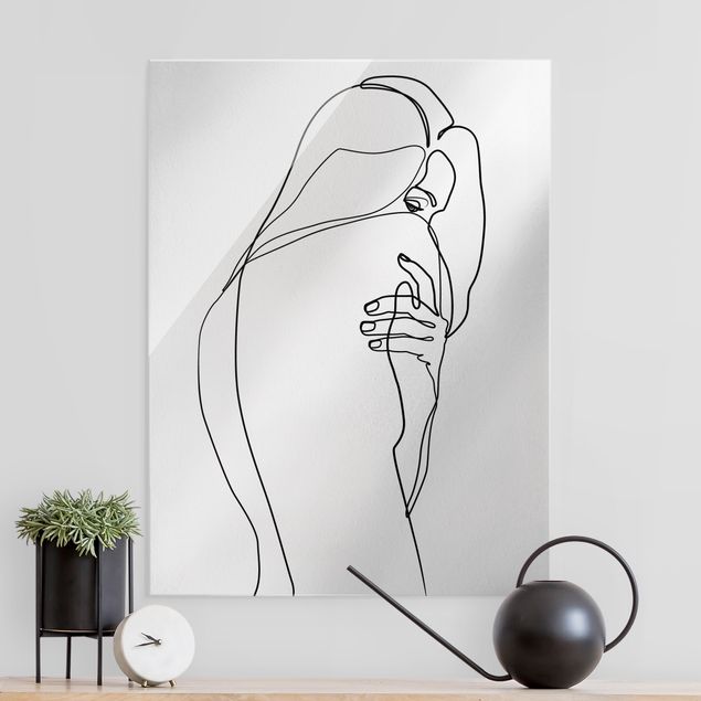 Wandbilder abstrakt Line Art Frauenakt Schulter Schwarz Weiß