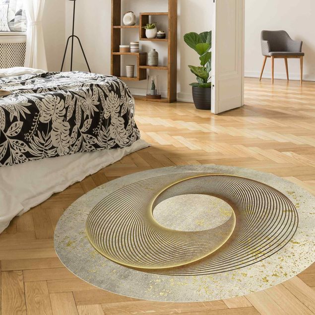 Moderne Teppiche Line Art Kreisspirale Gold