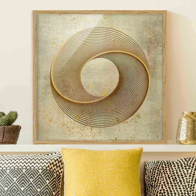 Wandbilder Line Art Kreisspirale Gold