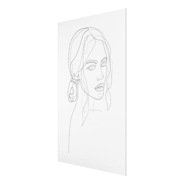 Glasbild - Line Art Portraits - Ihr Blick - Hochformat