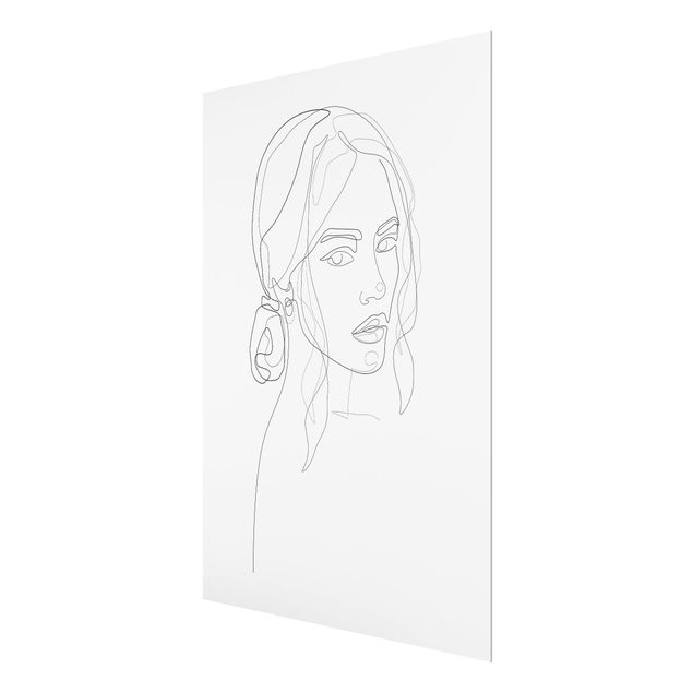 Glasbild - Line Art Portraits - Ihr Blick - Hochformat
