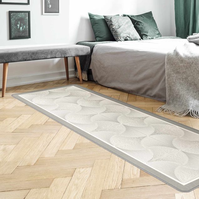 Teppiche groß Linienmuster Grau mit Rahmen