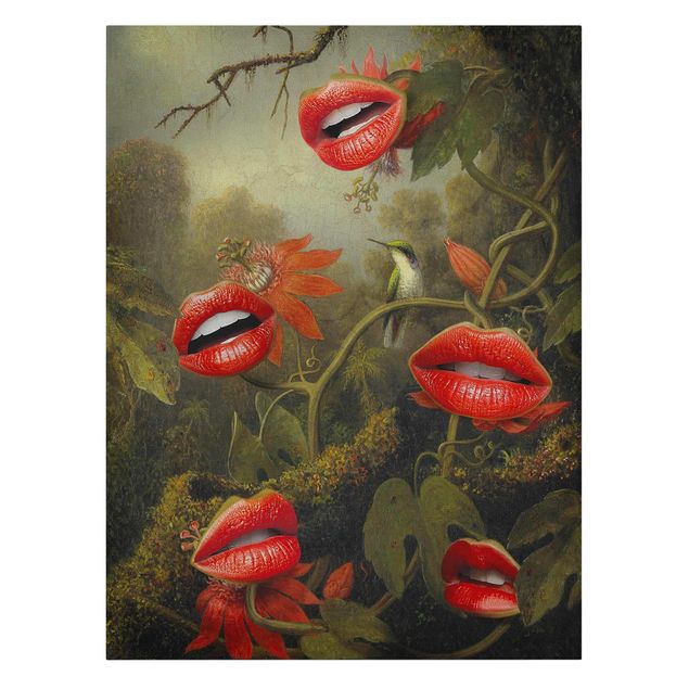 Leinwand Kunstdruck Lippen Dschungel