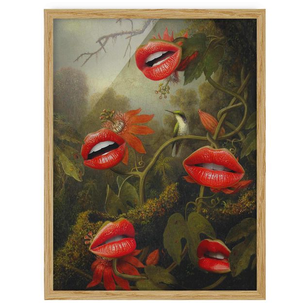 Gerahmte Kunstdrucke Lippen Dschungel