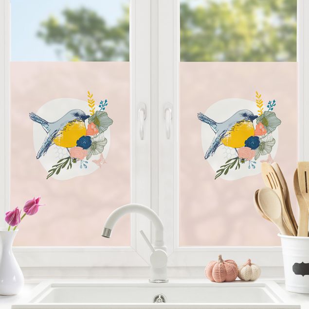 Tier Fensterbilder Lisa Dolson - Vogel im Frühling
