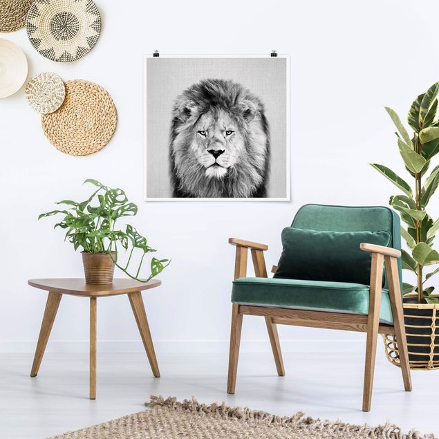 Poster Kinderzimmer Tiere Löwe Linus Schwarz Weiß