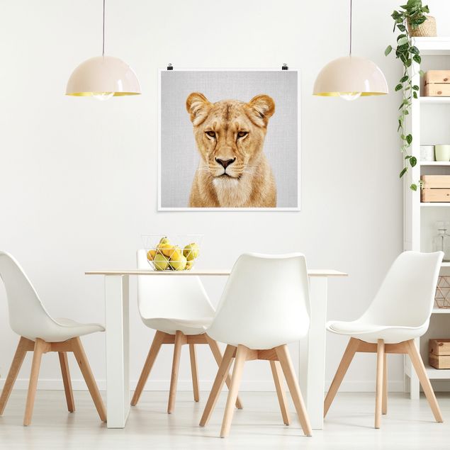 Poster Schwarz-Weiß Löwin Lisa