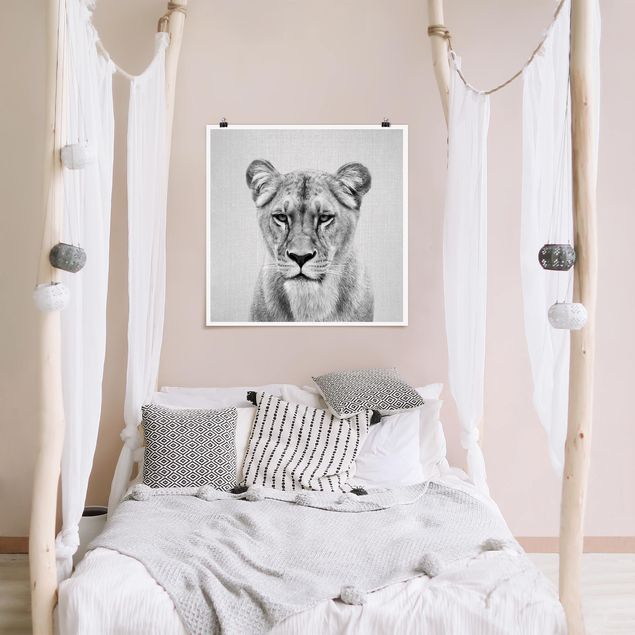 Poster Kinderzimmer Tiere Löwin Lisa Schwarz Weiß