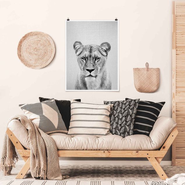 Poster Kinderzimmer Tiere Löwin Lisa Schwarz Weiß