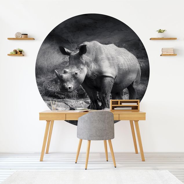 Runde Tapete selbstklebend - Lonesome Rhinoceros