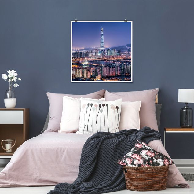 Poster bestellen Lotte World Tower bei Nacht