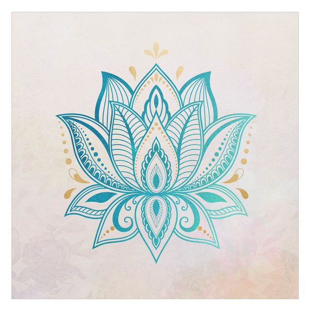 Fensterbilder Lotus Illustration Mandala gold blau