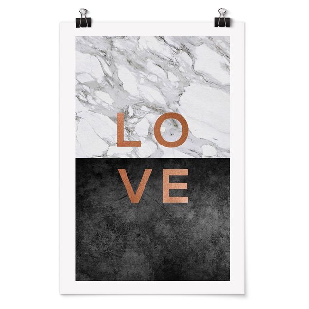Poster - Love Kupfer und Marmor - Hochformat 2:3