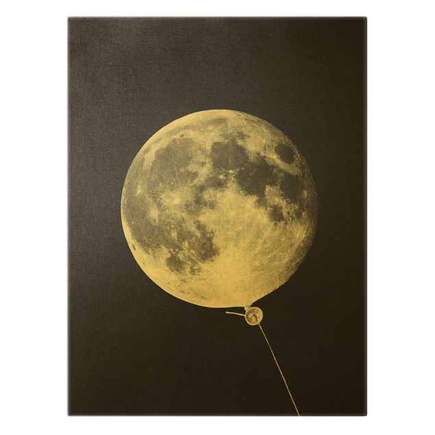 Leinwandbild - Jonas Loose - Luftballon mit Mond - Hochformat 4:3