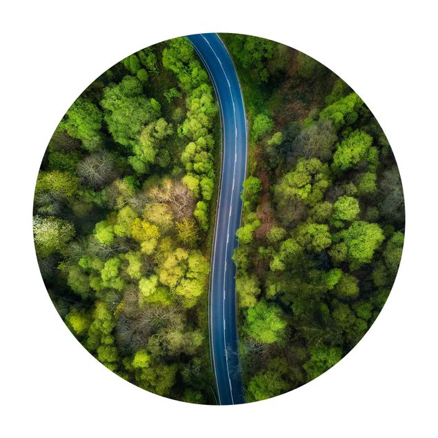 Teppich Natur Luftbild - Asphaltstraße im Wald