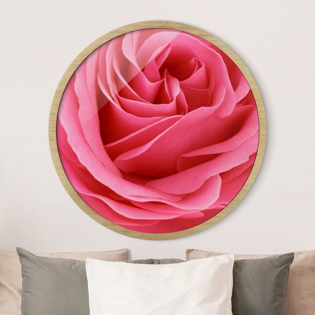 Wandbild rund Lustful Pink Rose