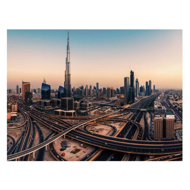 Magnettafel Skyline Abendstimmung in Dubai