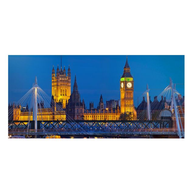 Magnettafel Skyline Big Ben und Westminster Palace in London bei Nacht