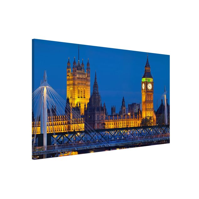 Magnettafel Büro Big Ben und Westminster Palace in London bei Nacht