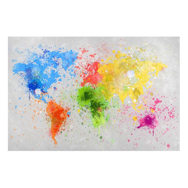 Bilder für die Wand Bunte Farbspritzer Weltkarte
