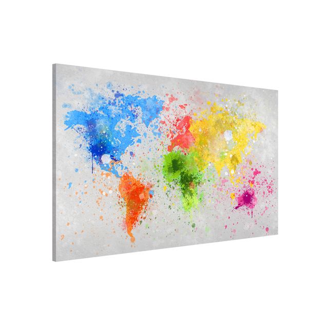 Weltkarte Tafel Bunte Farbspritzer Weltkarte