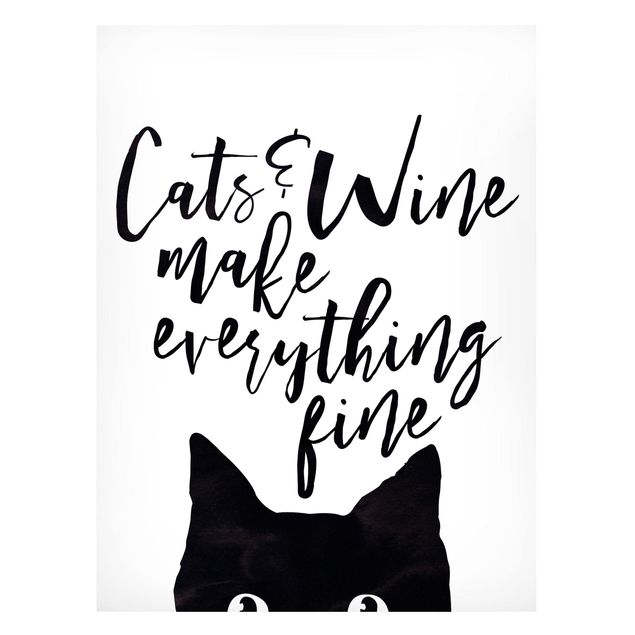 Magnettafel Büro Cats and Wine make everything fine